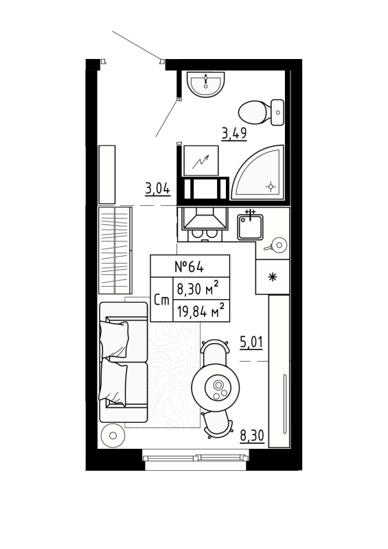 Студия 19,8 м²