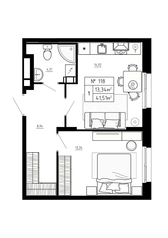 1 ккв 41,5 м²