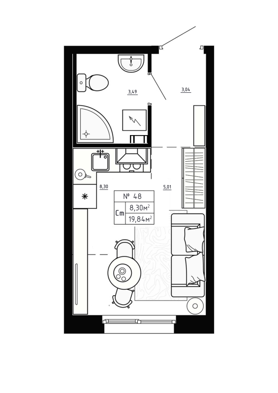 Студия 19,8 м²