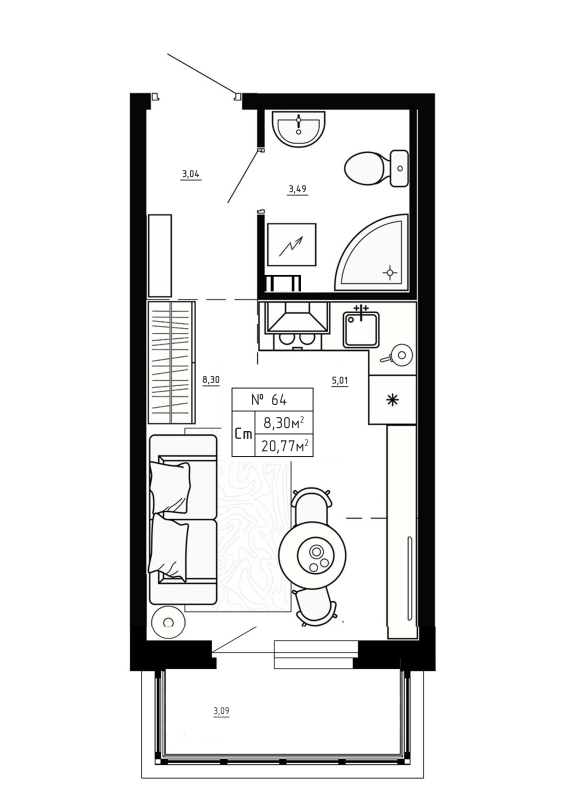 Студия 20,8 м²