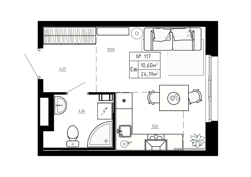 Студия 24,2 м²