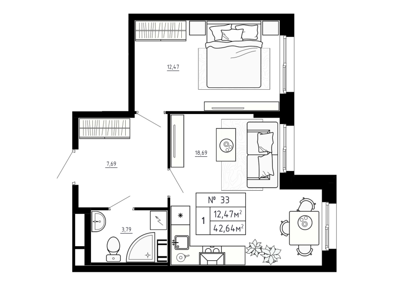 2 ккв (Евро) 42,6 м²