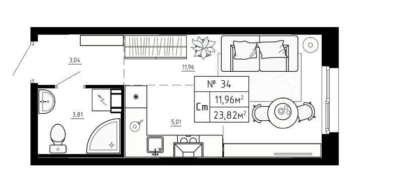 Студия 23,8 м²