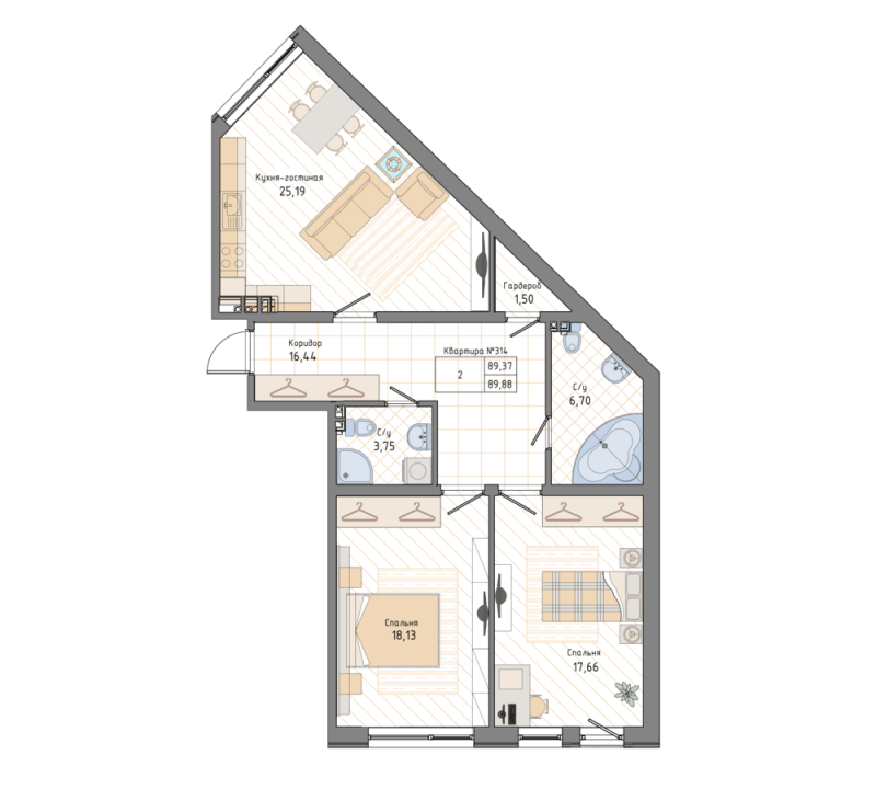 2 ккв 90,3 м²