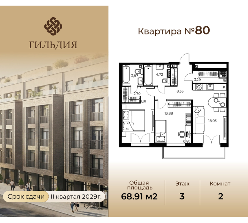 3 ккв (Евро) 70,3 м²