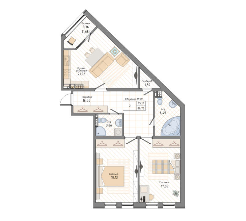 2 ккв 87,2 м²