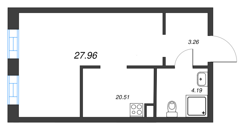 Студия 27,9 м²