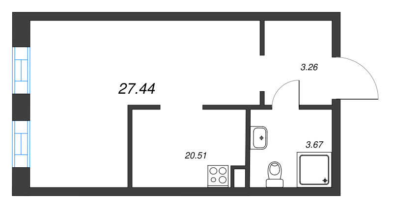 Студия 28,3 м²