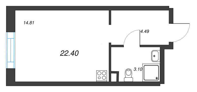 Студия 22,8 м²