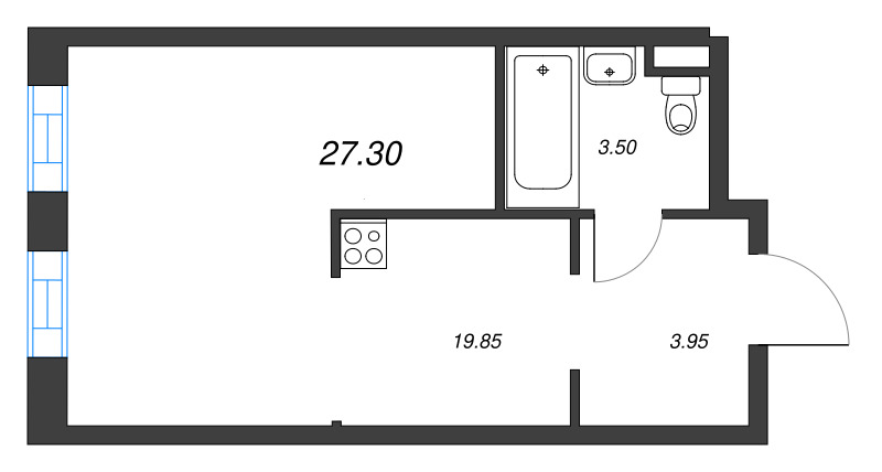 Студия 27,3 м²