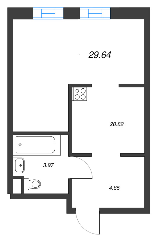 Студия 30,1 м²