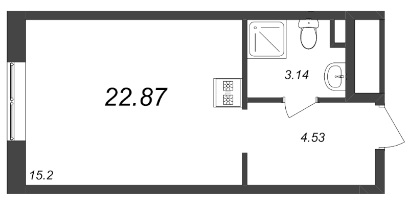 Студия 22,9 м²