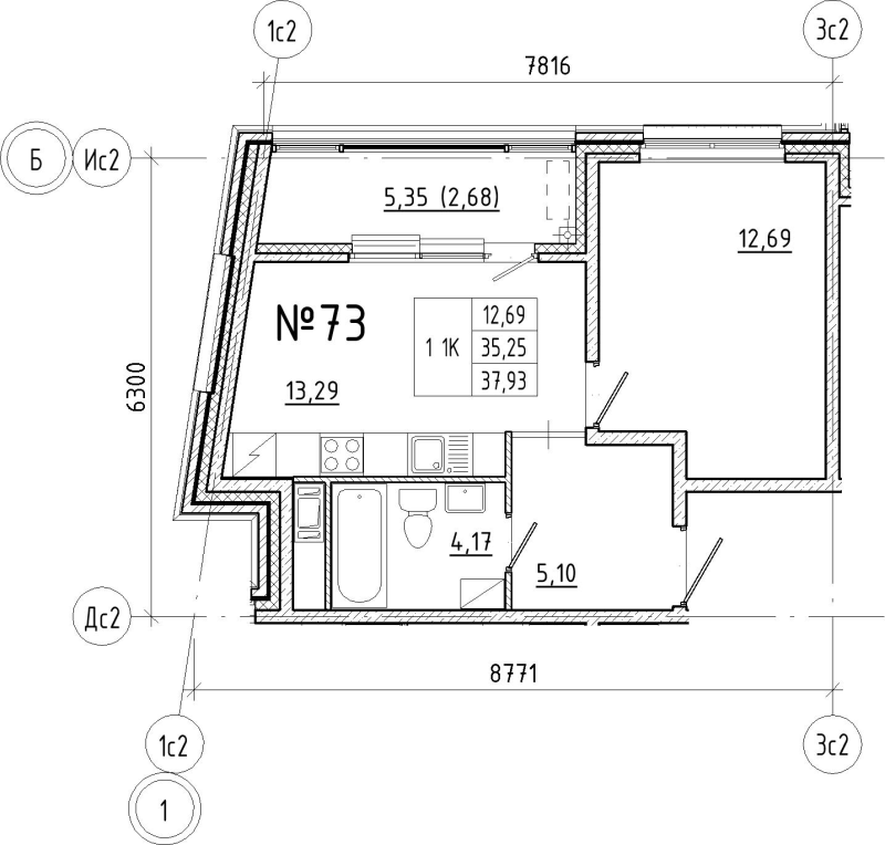 1 ккв 37,9 м²