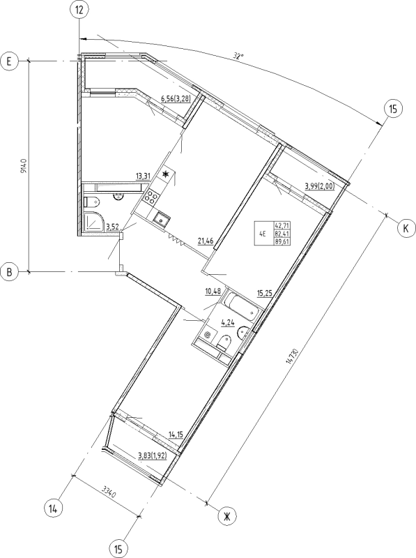 4 ккв (Евро) 89,6 м²