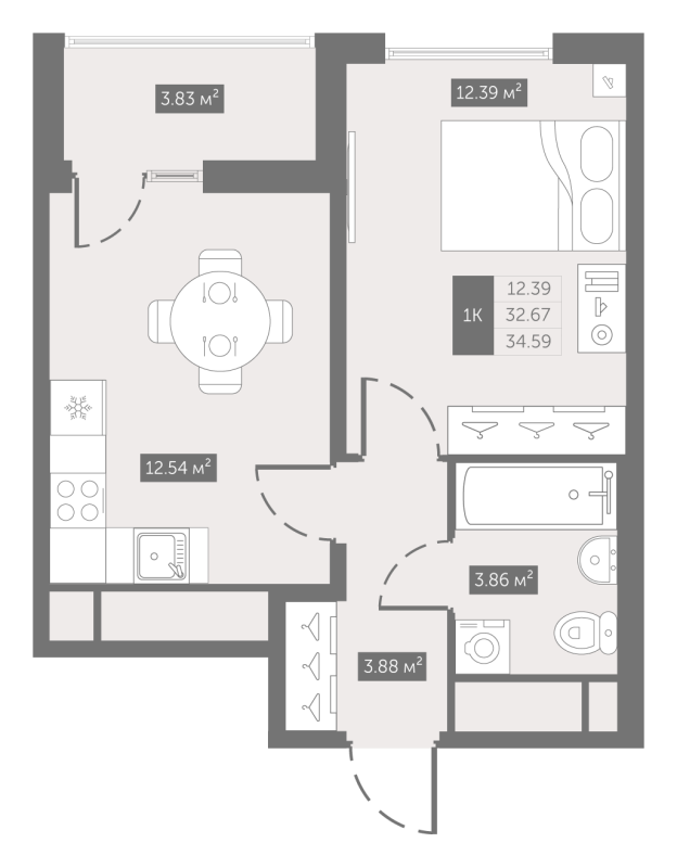1 ккв 35,1 м²