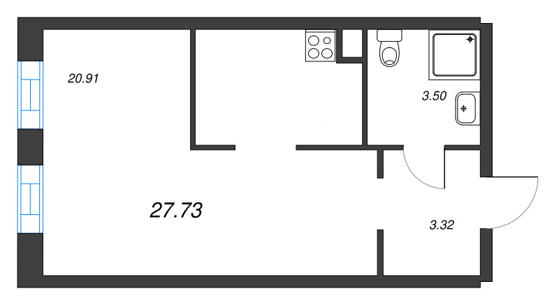 Студия 28,3 м²