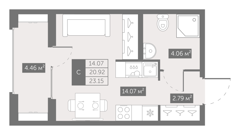 Студия 23,2 м²