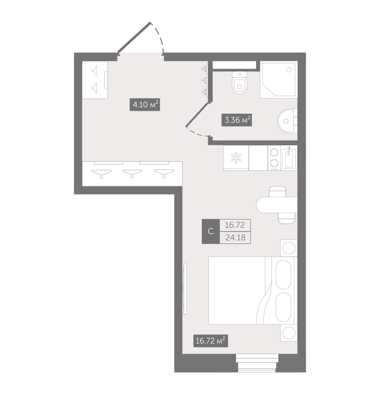 Студия 24,8 м²