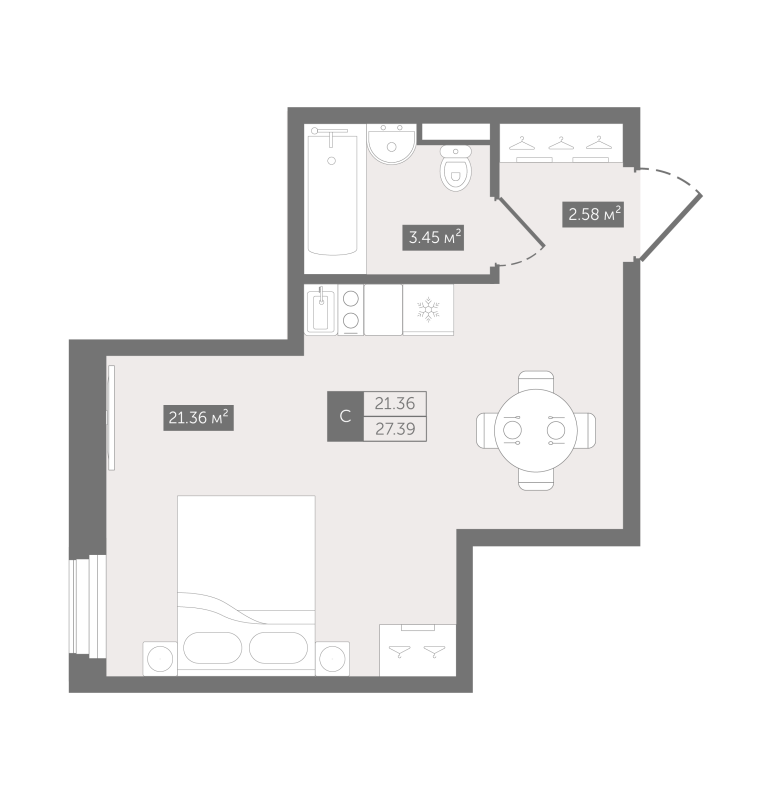 Студия 28,2 м²