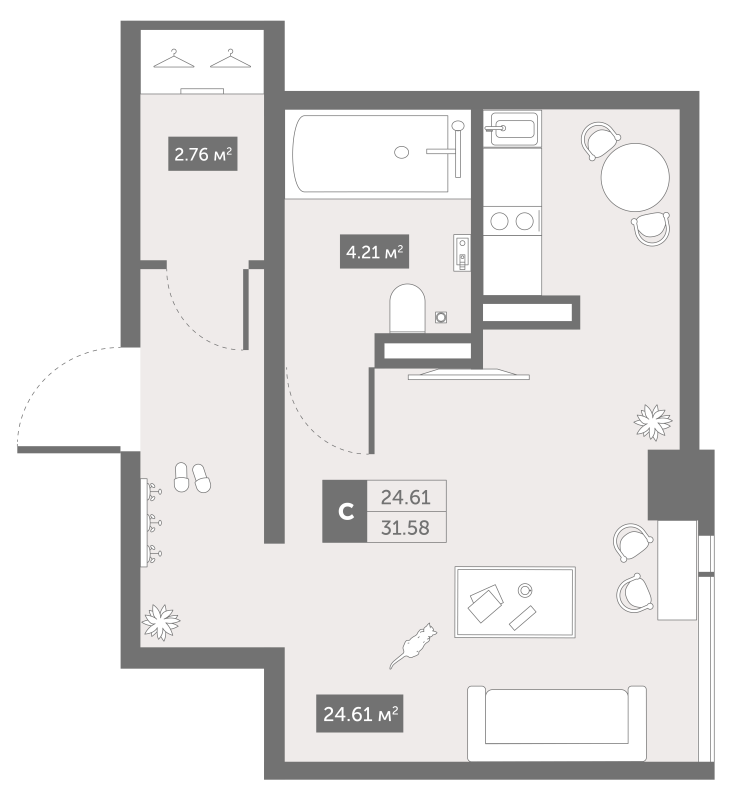 Студия 32,2 м²
