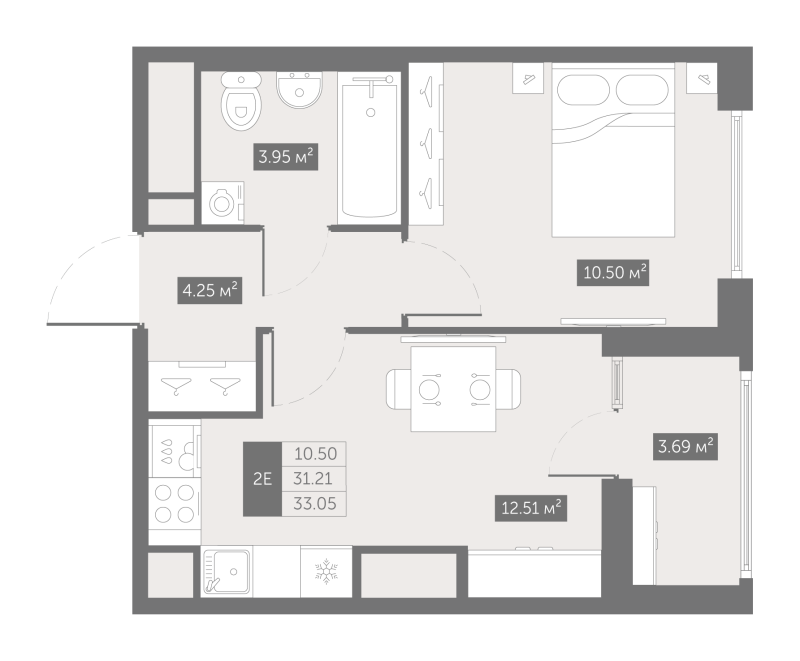 1 ккв 33,2 м²