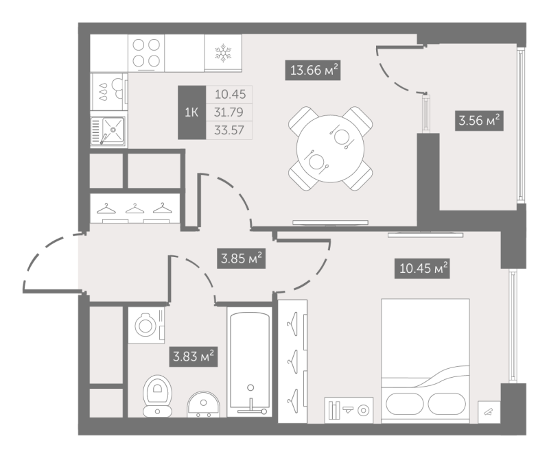 1 ккв 33,7 м²