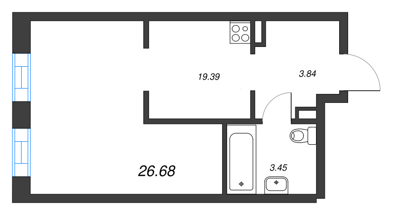 Студия 26,5 м²