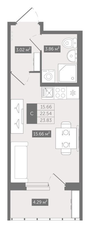 Студия 23,8 м²