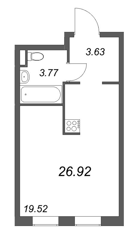 Студия 26,9 м²