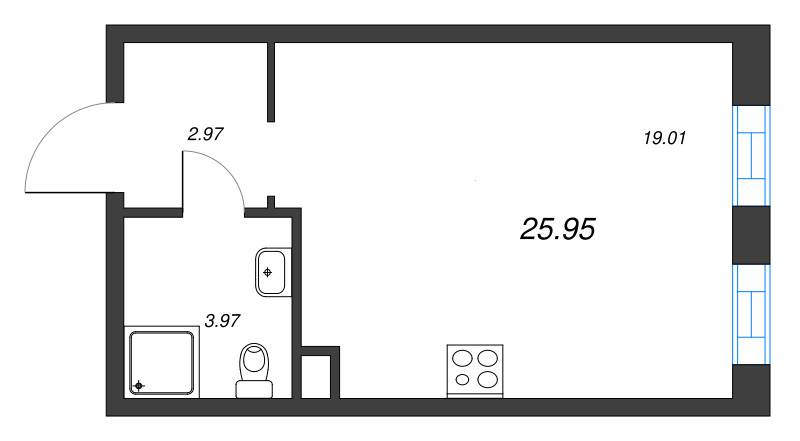 Студия 26,7 м²
