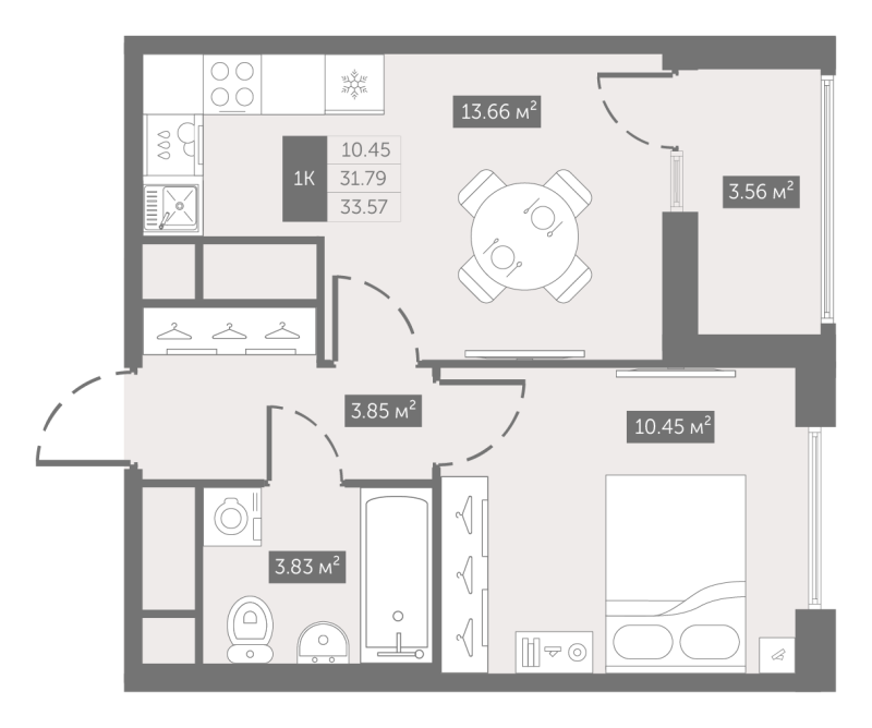 1 ккв 33,6 м²