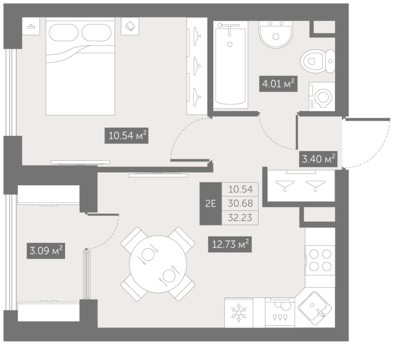 1 ккв 32,2 м²