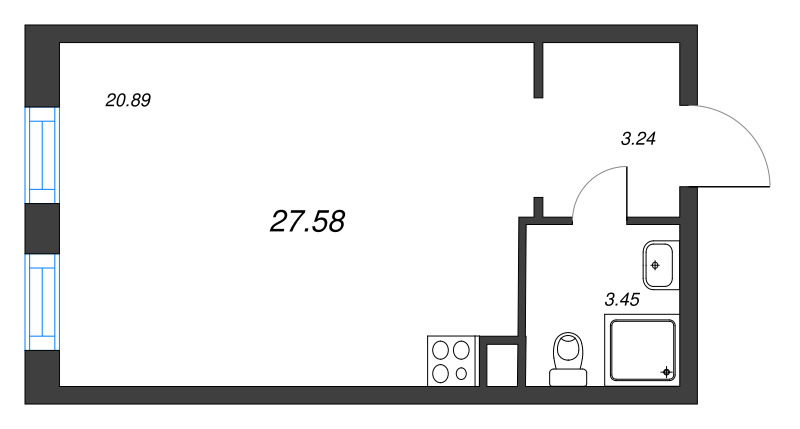 Студия 27,9 м²