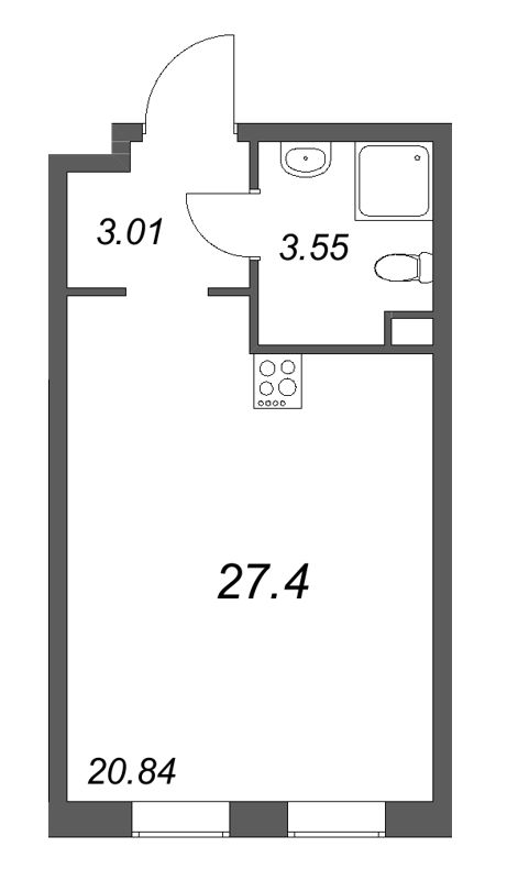 Студия 27,4 м²