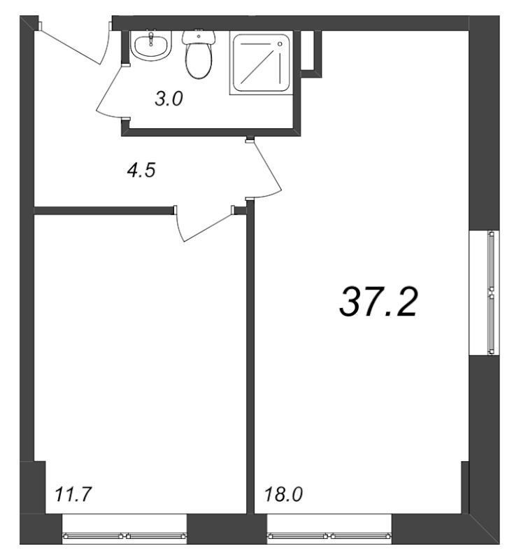 2 ккв (Евро) 37,3 м²