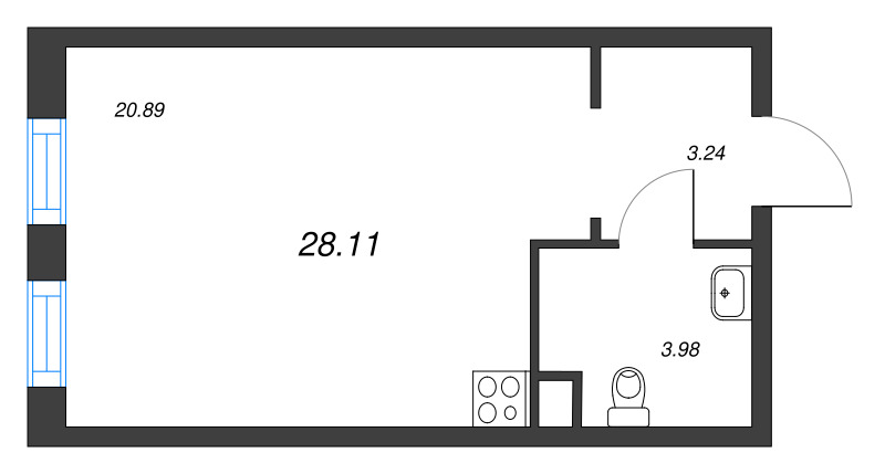 Студия 27,7 м²