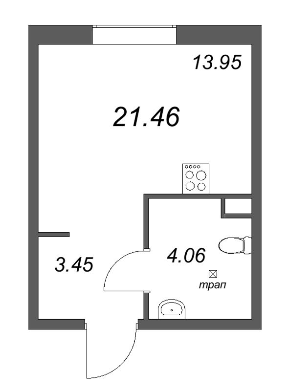Студия 21,5 м²