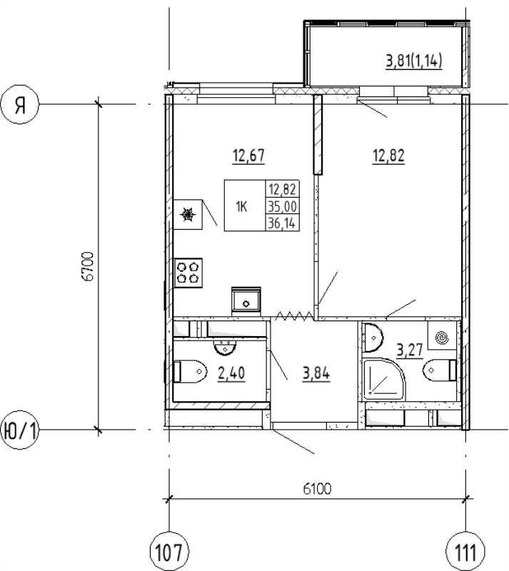 1 ккв 36,1 м²