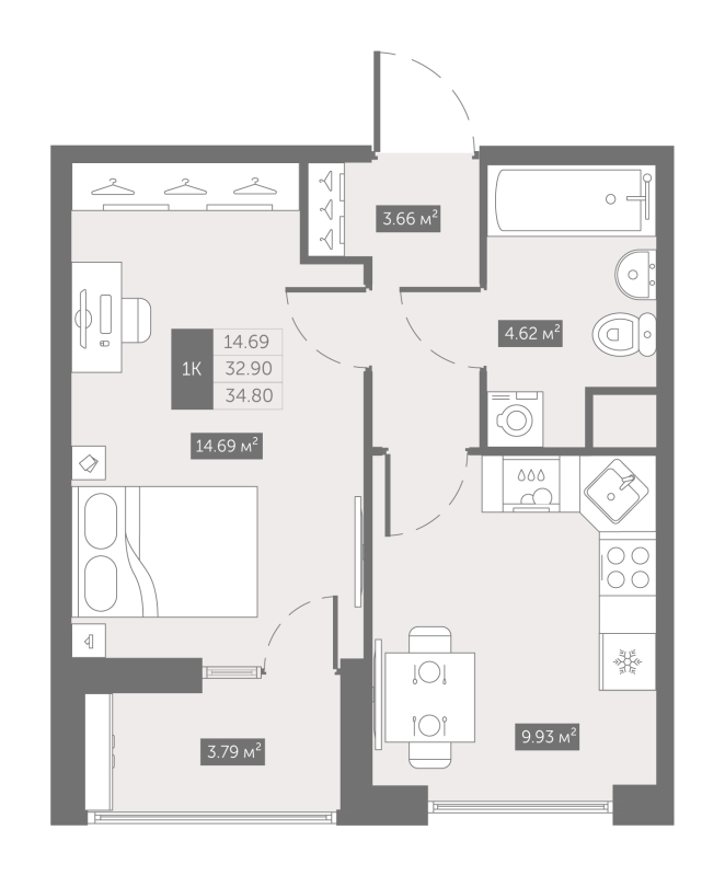 1 ккв 34,7 м²