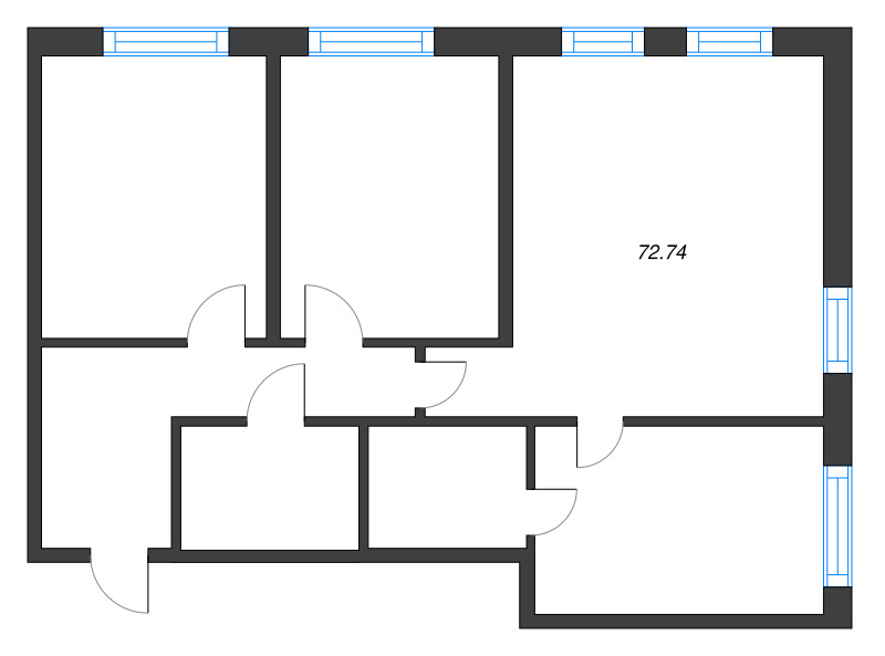 3 ккв 72,7 м²