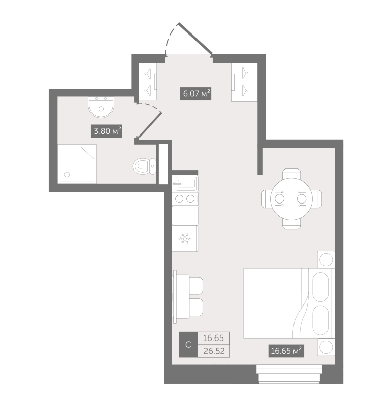 Студия 27,4 м²