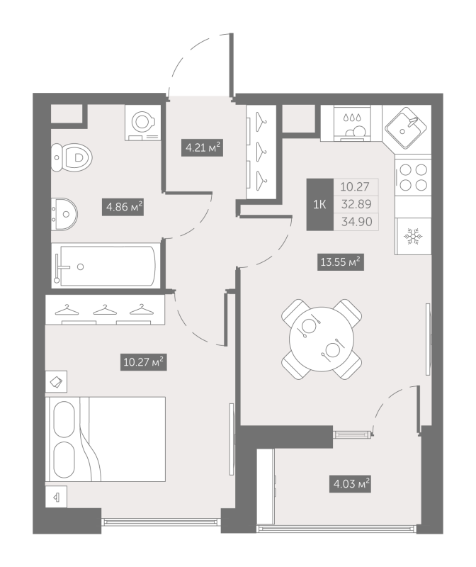 1 ккв 34,8 м²