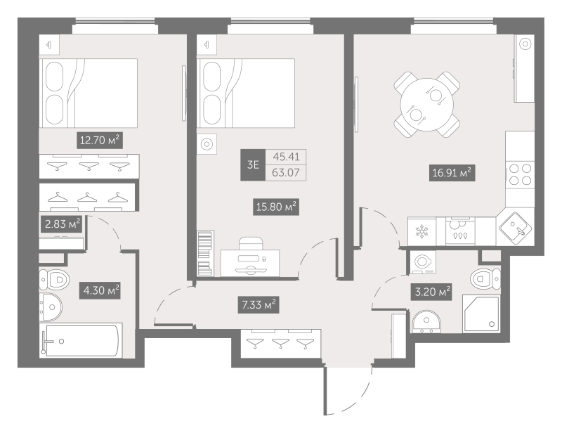 2 ккв 63,1 м²