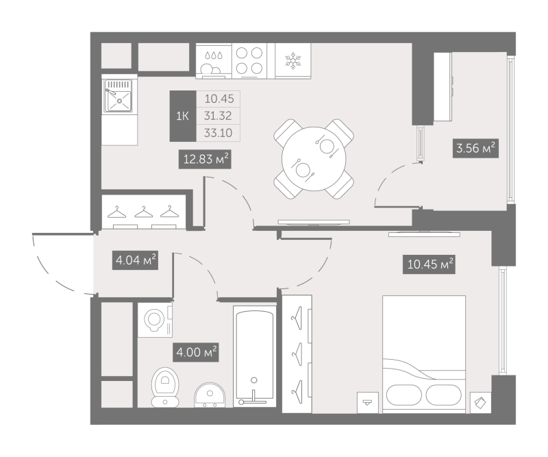 1 ккв 33,8 м²