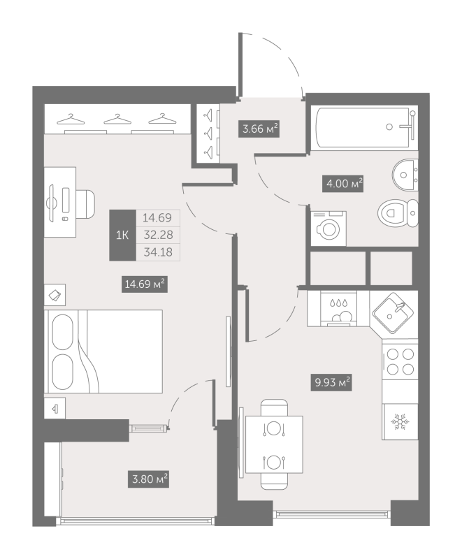 1 ккв 34,2 м²
