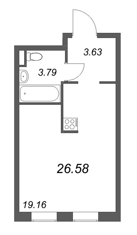 Студия 26,6 м²