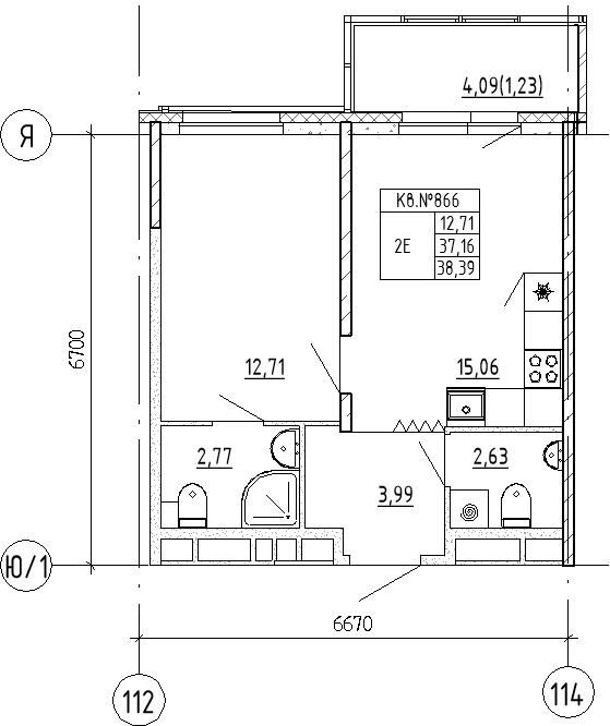 1 ккв 38,4 м²