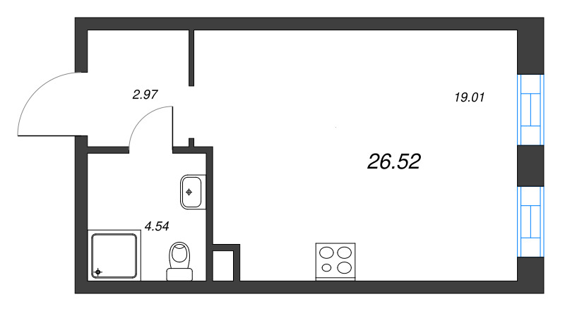 Студия 26,7 м²