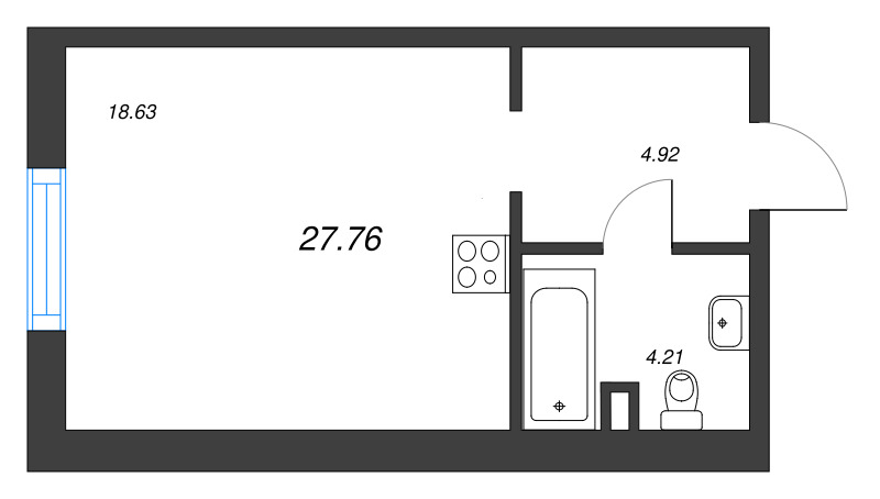 Студия 27,5 м²