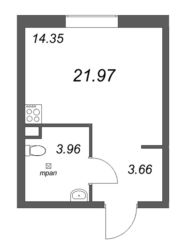 Студия 22 м²